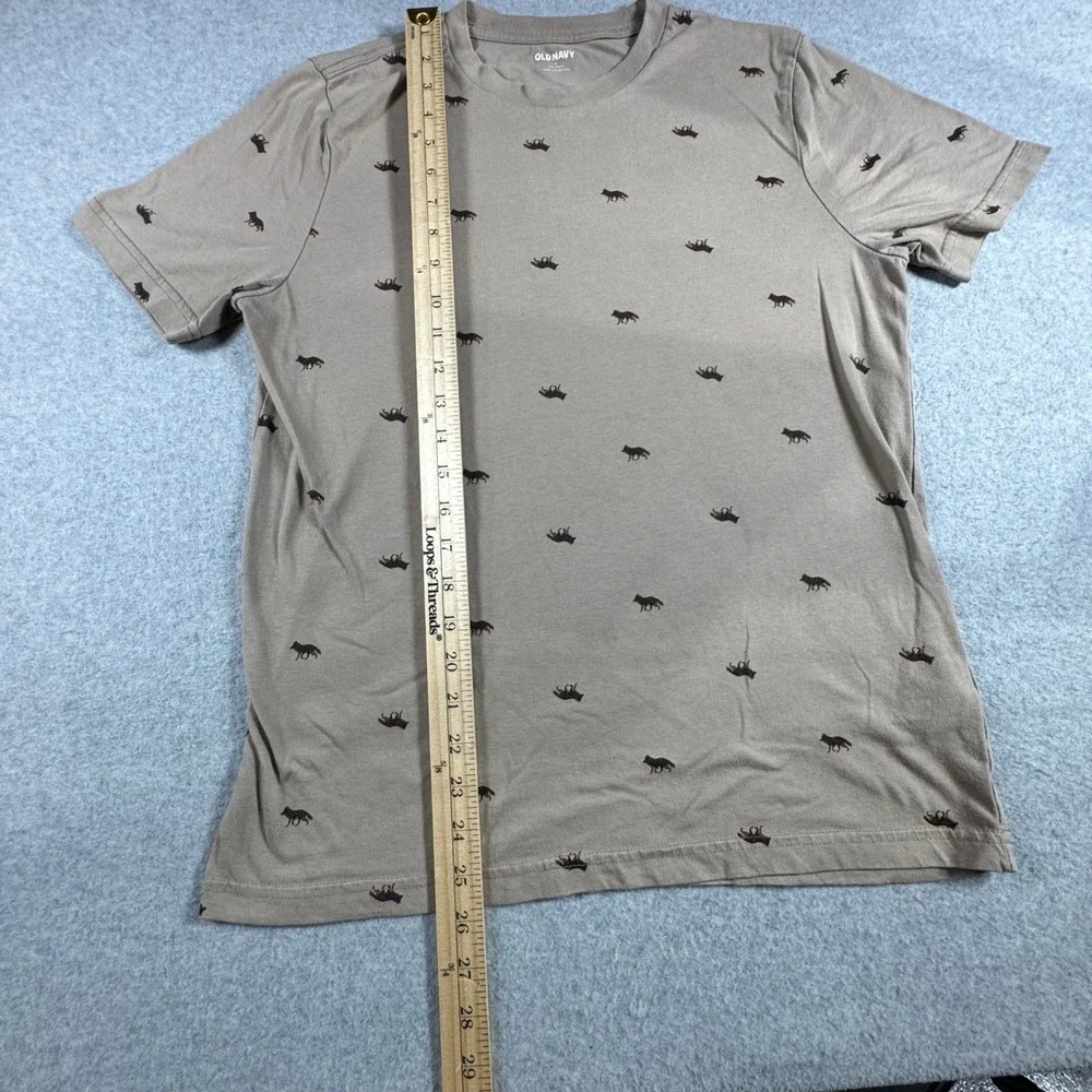 Old Navy Fox Print T-Shirt Kids Small Taupe Brown Short Sleeve Crew Neck Tee